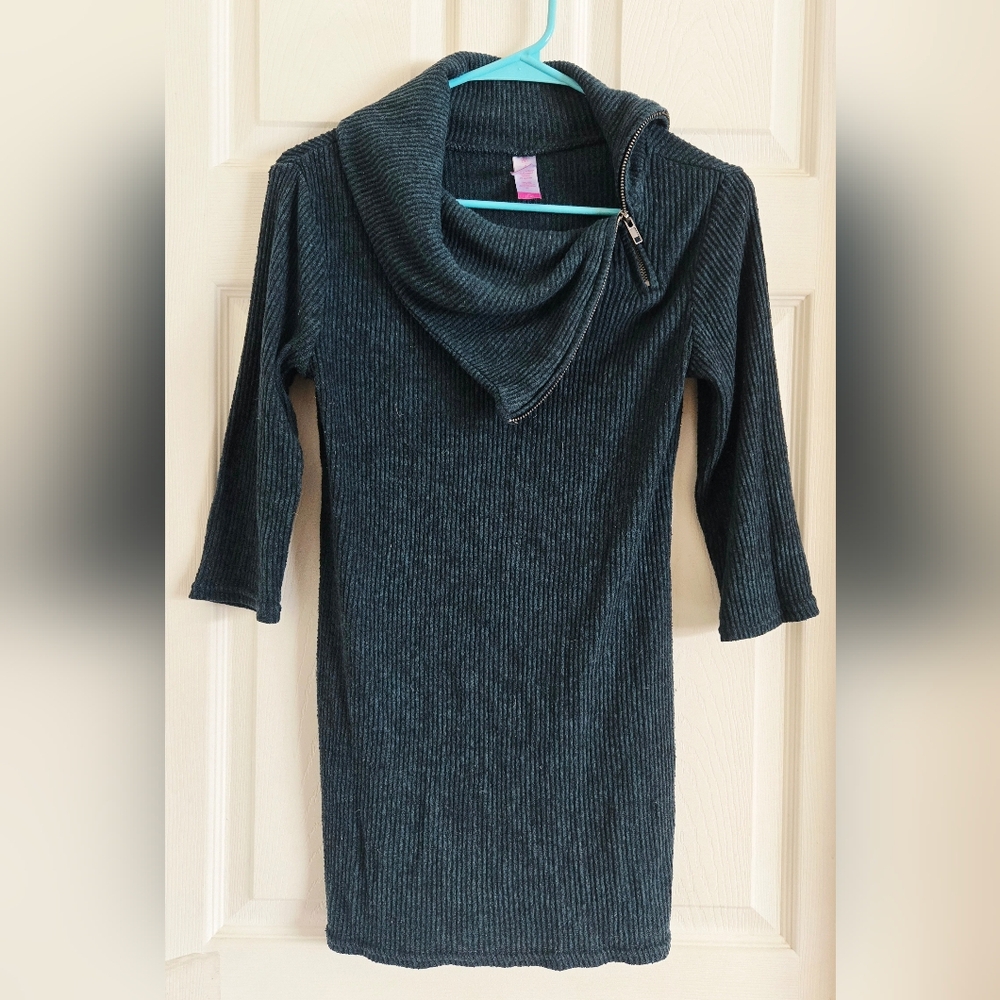 Dark Green Cowl Neck Sweater Dress